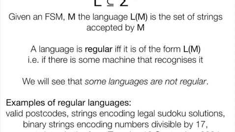 Thumbnail for CL - 14c - Regular Languages (I)