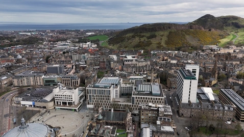 Thumbnail for Drone Arthur's Seat from Teviot lateral tracking