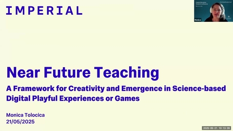 Thumbnail for Monica Tolocica - Near Future Teaching: A Framework for Creativity in Game-based Science Education