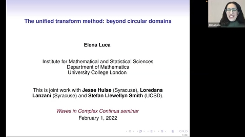 Thumbnail for Waves in Complex Continua (Wavinar) -  Dr Elena Luca (University College London)