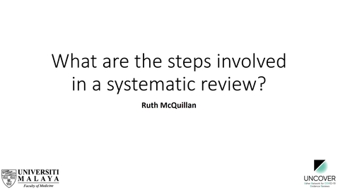 Thumbnail for SR course 1.3 - Steps involved in systematic review