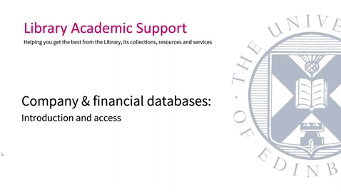 Thumbnail for Company &amp; financial databases: Introduction and access