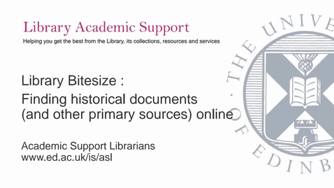 Thumbnail for entry Finding historical documents online (Library Bitesize)