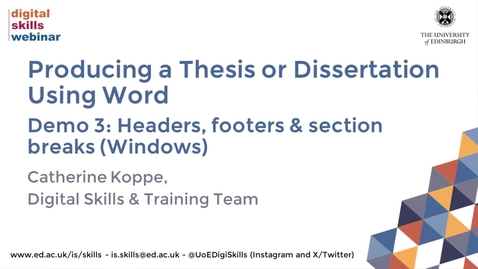 Thumbnail for Producing a thesis or dissertation using Word - part 3 (Windows)
