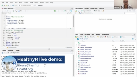 Thumbnail for HealthyR demo: finalfit.org