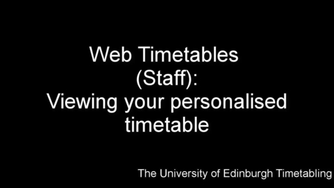 Thumbnail for Web Timetables (Staff)