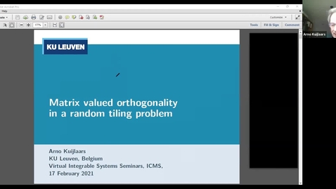 Thumbnail for Matrix valued orthogonality in a random tiling problem - Arno Kuijlaars