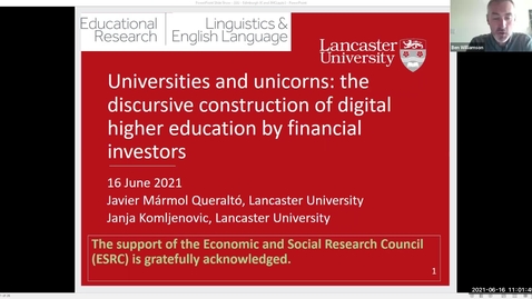 Thumbnail for entry Dr Janja Komljenovic and Javier Mármol Queraltó 'Universities and unicorns: the discursive construction of digital higher education by financial investors'