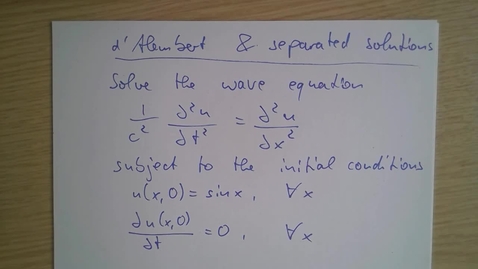 Thumbnail for entry Exercise sheet PDE 1: Question 1 worked example