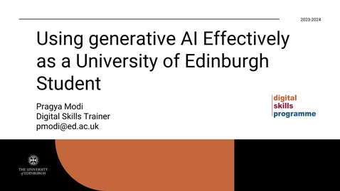 Thumbnail for How to use Generative AI Effectively as a student at the University of Edinburgh
