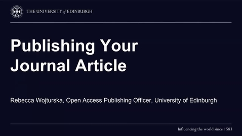 Thumbnail for entry Publishing your journal article