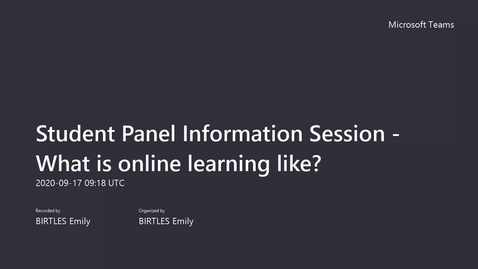 Thumbnail for Session 3: Student Panel Information Session - What is online learning like (PART 1)