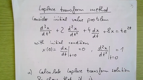 Thumbnail for entry Laplace transform Week 3 Example 1b: Stability of third order differential equation
