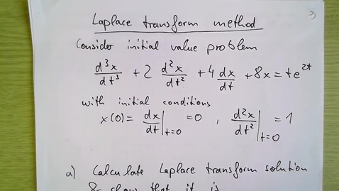 Thumbnail for Laplace transform Week 3 Example 1b: Stability of third order differential equation
