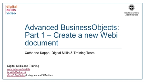 Thumbnail for Advanced BusinessObjects: Part 1 – Create a new Webi document