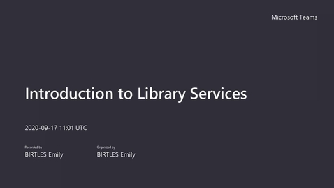 Thumbnail for entry Introduction to Library Services