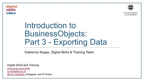 Thumbnail for Introduction to BusinessObjects: Part 3 - Exporting Data