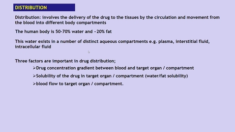 Thumbnail for CP2 Pharmacokinetics 1 Absorption and Distribution 2