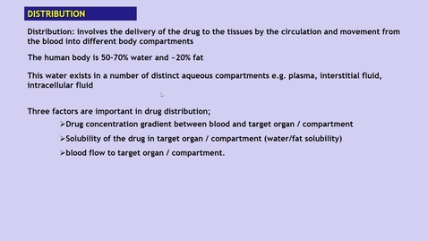 Thumbnail for entry CP2 Pharmacokinetics 1 Absorption and Distribution 2