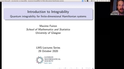 Thumbnail for M Fairon Title:Quantum integrability for finite-dimensional Hamiltonian systems.