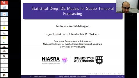 Thumbnail for Andrew Zammit Mangion (University of Wollongong)  Title: Statistical Machine Learning for Spatio-Temporal Forecasting