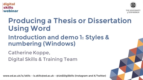 Thumbnail for Producing a thesis or dissertation using Word - part 1