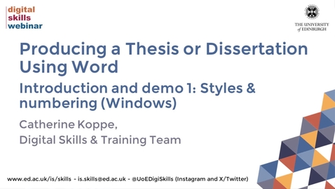 Thumbnail for entry Producing a thesis or dissertation using Word - part 1