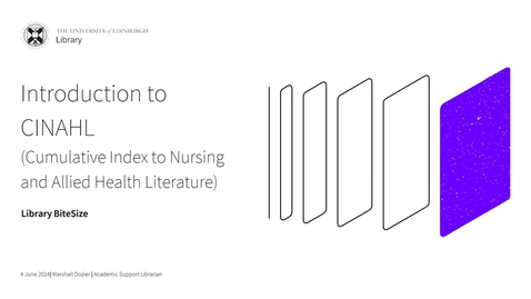 Thumbnail for Library Bitesize: Introduction to CINAHL