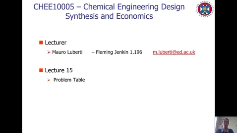 Thumbnail for entry Lecture 15 - Problem Table