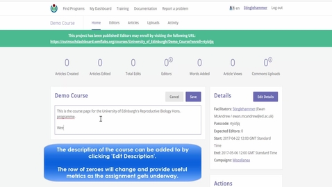 Thumbnail for The Programs and Events Dashboard - a staging area to manage Wikipedia assignments and events