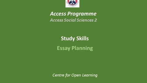 Thumbnail for Study Skills Video 4.0 Essay Planning