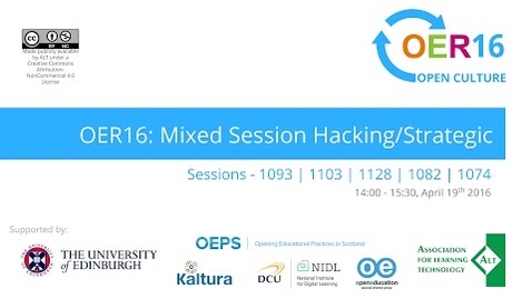 Thumbnail for OER16 afternoon parallel from Pentland West  (Hacking/Strategic)