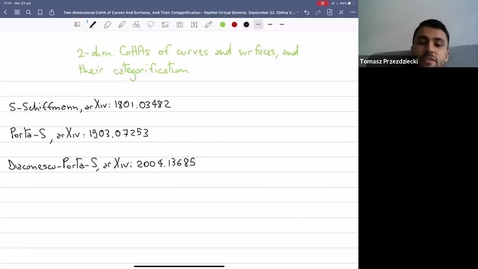 Thumbnail for 23 September Francesco Sala Two-dimensional cohomological Hall algebras of curves and surfaces, and their categorification