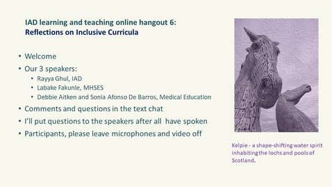 Thumbnail for entry IAD Learning and Teaching Online Hangout - Reflections on Inclusive Curricula