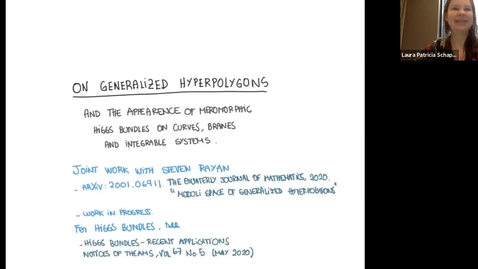 Thumbnail for entry LAGOON: Leicester Algebra and Geometry Open ONline - Laura Schaposnik