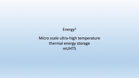 Thumbnail for Energy3: A thermal energy storage system providing heating, hot water and electricity