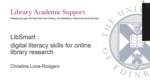 Thumbnail for LibSmart : digital literacy skills for online library research