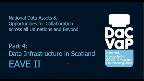 Thumbnail for DaC-VaP-2: Webinar: Part 4: Data Infrastructure in Scotland - EAVE II