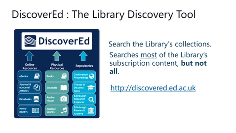 Thumbnail for entry How to find online library collections for your studies using DiscoverEd