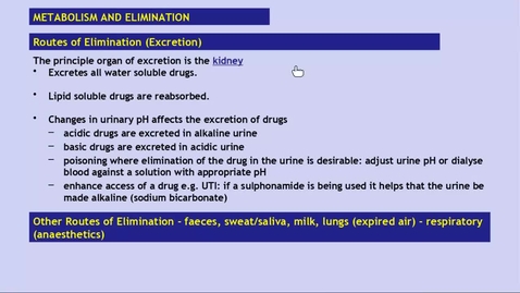 Thumbnail for entry CP2 Pharmacokinetics 2 - Metabolism and Elimination 3