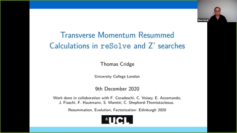 Thumbnail for REF2020: Thomas Cridge- Transverse Momentum Resummed Calculations in reSolve and Z’ searches