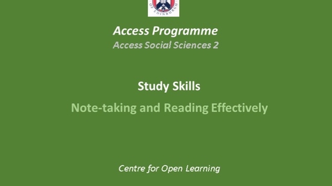 Thumbnail for Study Skills Video - 2.0 Improving Reading and Note-taking