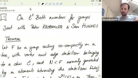 Thumbnail for Indira Chatterji (Université Côte d'Azur) - The first ell-two Betti number and groups acting on trees