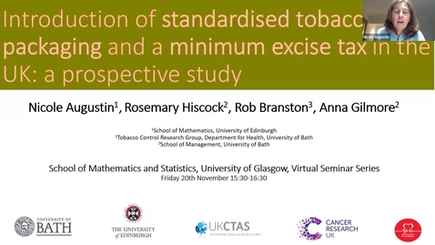 Thumbnail for entry Nicole Augustin and Rosemary Hiscock - Introduction of standardised tobacco packaging and minimum excise tax in the UK: a prospective study