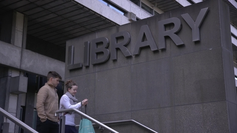Thumbnail for University library entrance with students