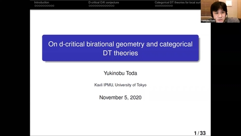 Thumbnail for LAGOON: Leicester Algebra and Geometry Open ONline - Yukinobu Toda (Kavli IPMU, Tokyo, Japan)