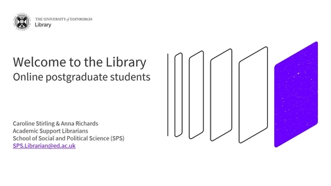 Thumbnail for entry Introduction to the University Library for PG Online students, 2023/24