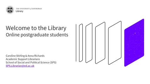 Thumbnail for Introduction to the University Library for PG Online students, 2023/24