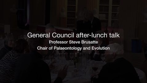 Thumbnail for General Council HYM Feb 2023 - Stephen Brusatte Talk Playfair Lunch