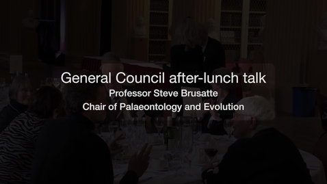 Thumbnail for entry General Council HYM Feb 2023 - Stephen Brusatte Talk Playfair Lunch